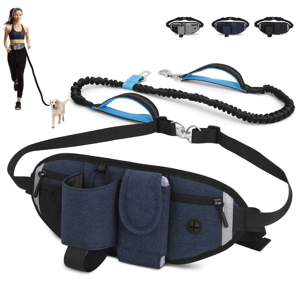 Dog outdoor running training, sports waist bag, waterproof and anti-collision, dog walking leash supplies, pet