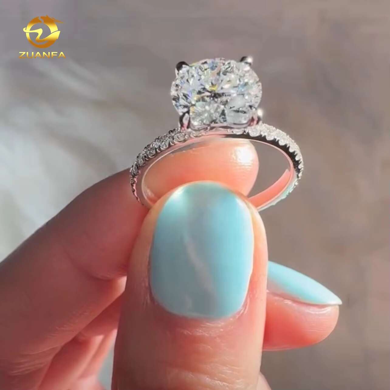 Cheap Price 9K 10K Real Solid Gold Round Brilliant Cut 2.2carat E-F VS1 Clarity Lab Grown Diamond Gold Wedding Engagement Ring