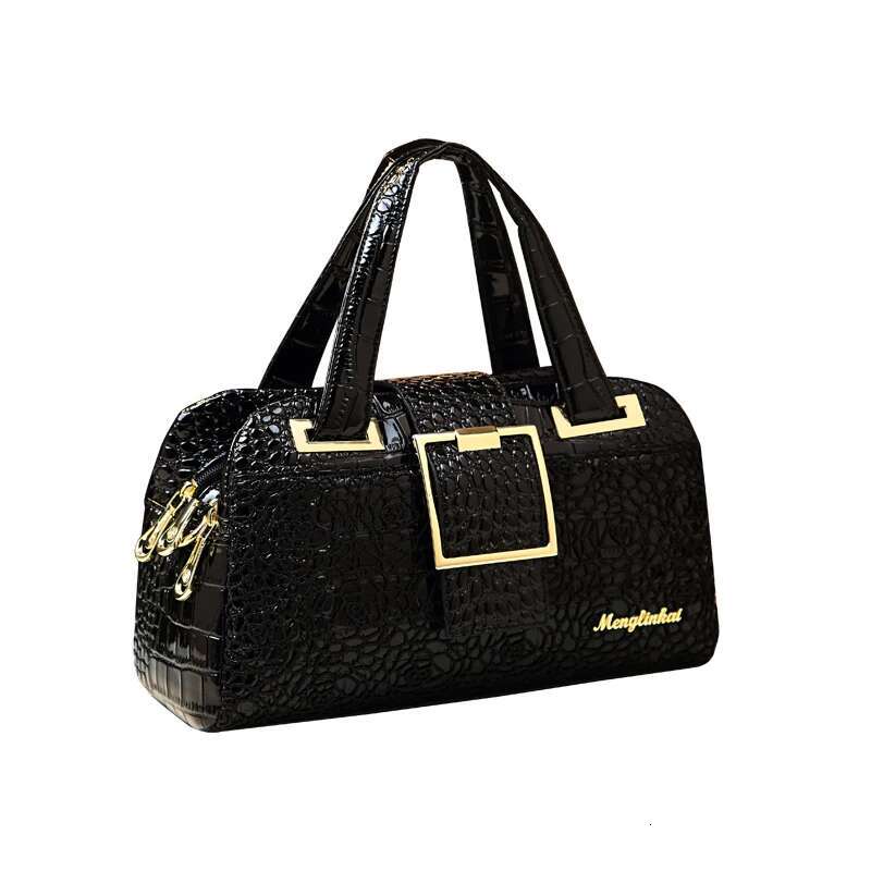 Cowhide leather Women handbag Lace crocodile pattern mother bag shoulder messenger three-layer middle-aged Portable Boston Bags