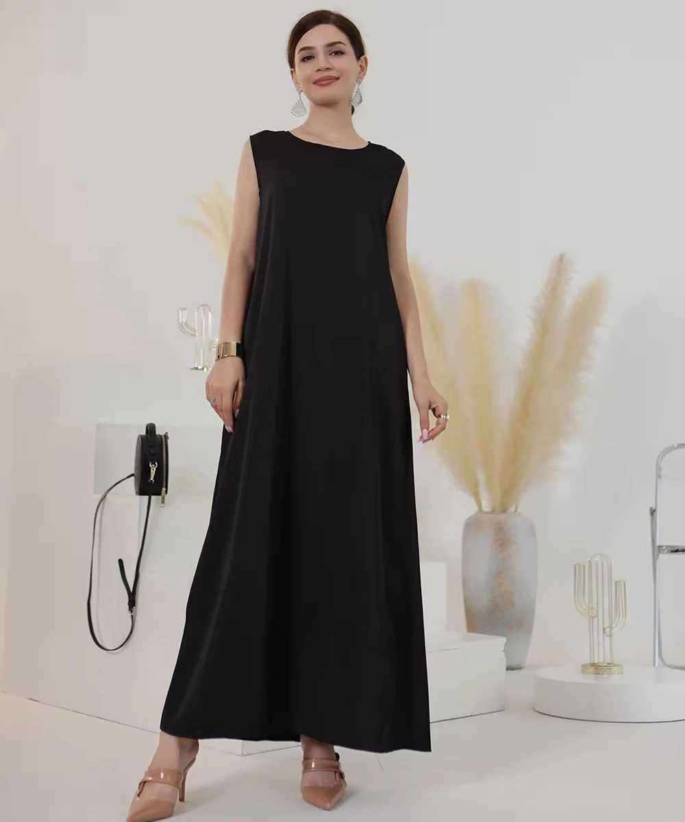 Women Slip Dress Inner Basic Slveless Maix Dress Satin Summer Causal Long Abaya Islamic Clothing X250514