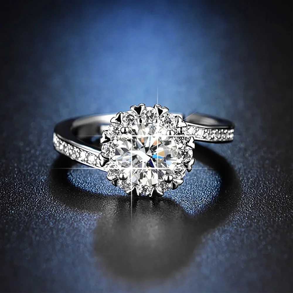 Luxury 925 Sterling silver pretty shining Crystal Rings for women Adjustable size fashion party wedding Accories Jewelry giftXJ250514