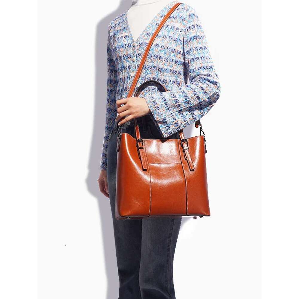 Zency High Quality Women's Genuine Leather Tote Lady Designer Cowhide Shoulder Large Capacity OL Handbag Shopper Bag