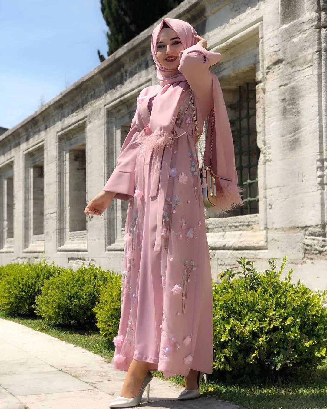 Ramadan Muslim Dress Flower Abayas for Women Eid Mubarak Djellaba Islamic Clothing Dubai Open Abaya Turkey Kaftan Jalabiya Robe X250514