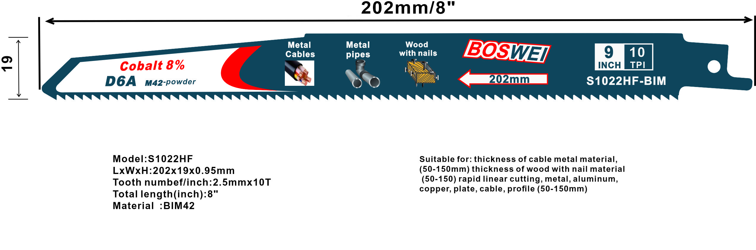 Cobalt bimetal saw blades for wood, nailed wood and plastic pipe cutting wholesale Five pieces per piece
