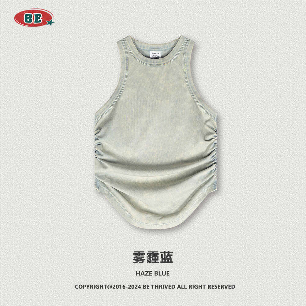 BE | 2025 Spring/Summer New American Street Hot Girl Style Women's Wear Sexy Pure Desire Wrinkle Tank Top for Women