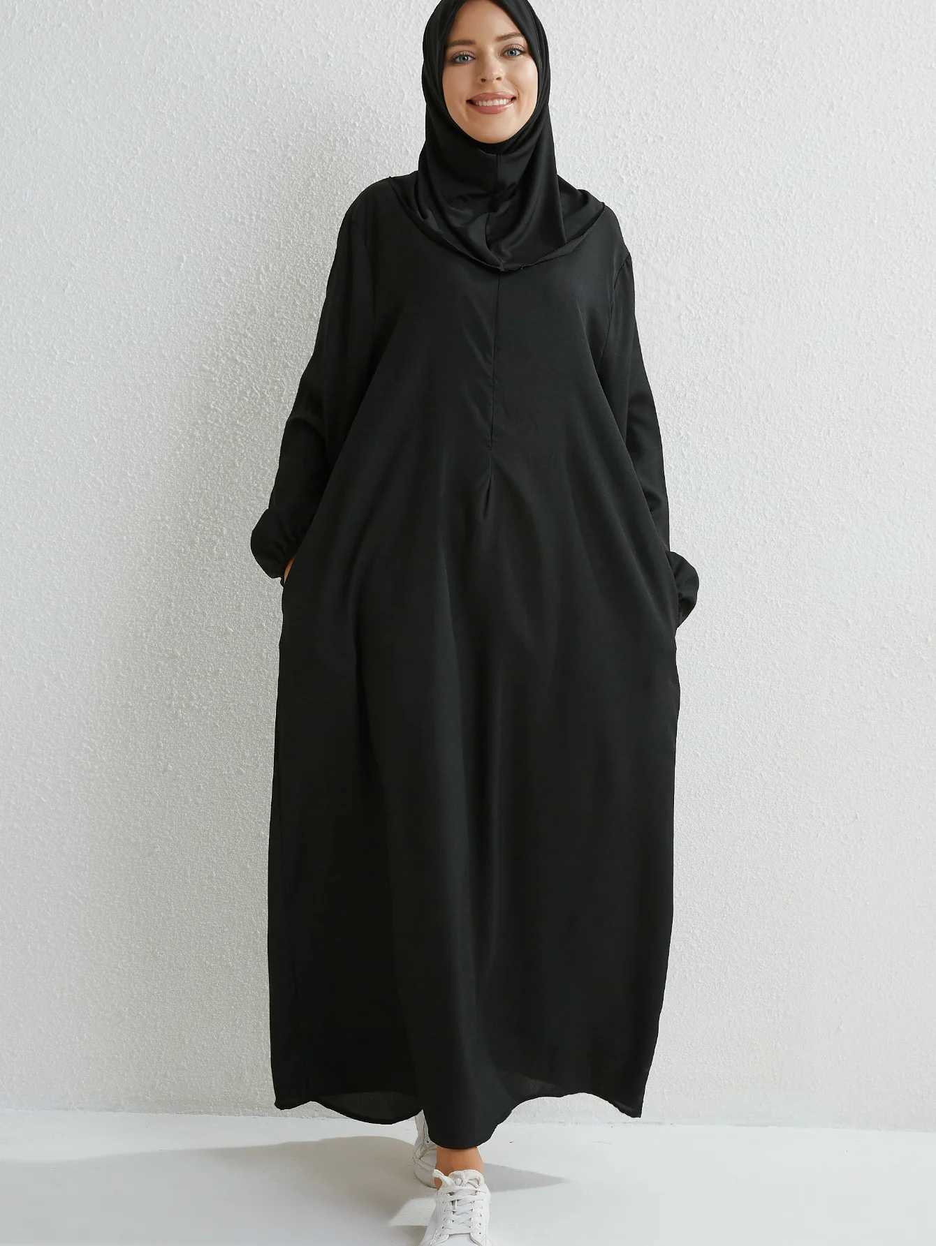 Middle Eastern Islamic Modest Dress Muslim Ramadan Maxi Dresses Full Slve Casual Black Dress Women Abayas X250514