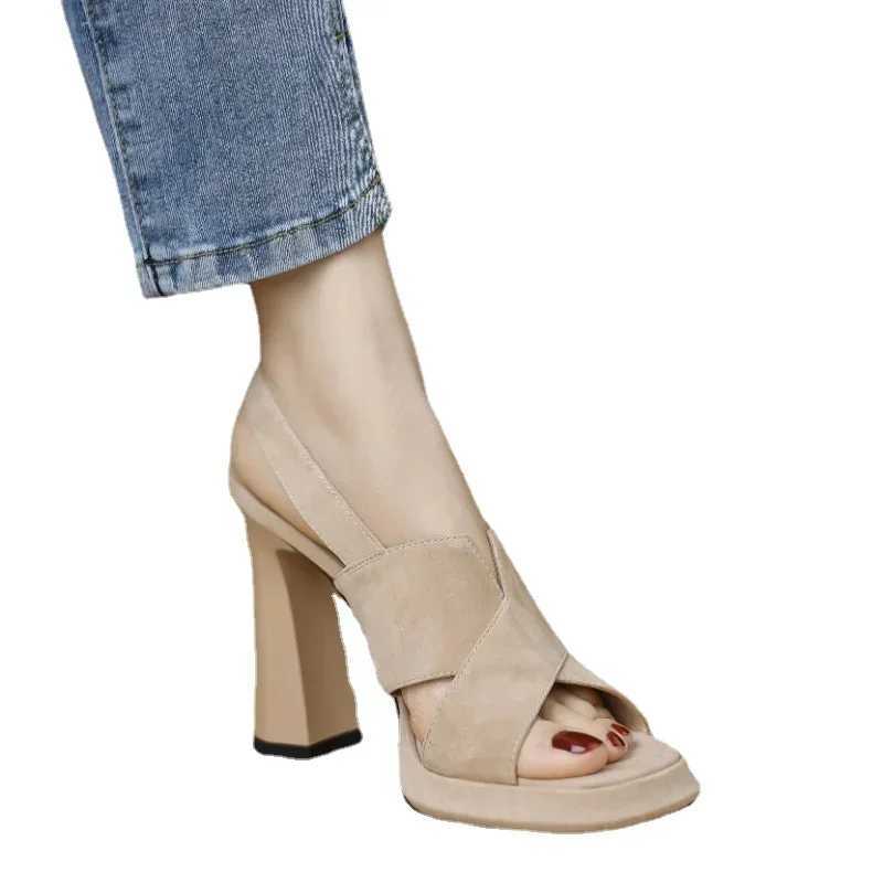 Women Cross Strap High Heels Sandals Summer New Black Hook Heels Party Shoes Woman Fashion Buckle Strap Platform Sandals W250514