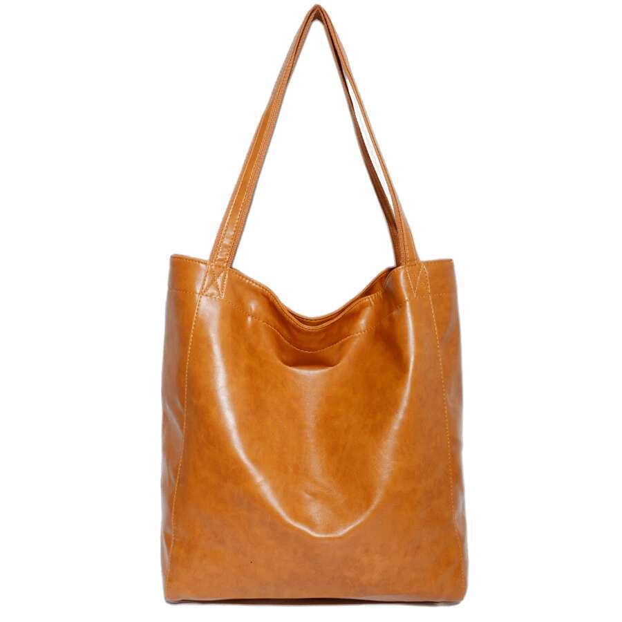 Large Capacity Leisure Shopping Soft Handbag, Women's Shoulder Bag, Retro Oil Wax Leather Tote Bag