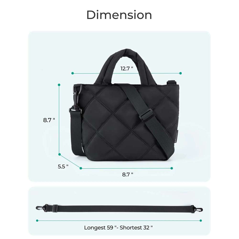 BAGSMART Puffy Mini Tote Quilted Grid Shoulder Bag Small Purse Handbag Organizer Crossbody Bags For Women