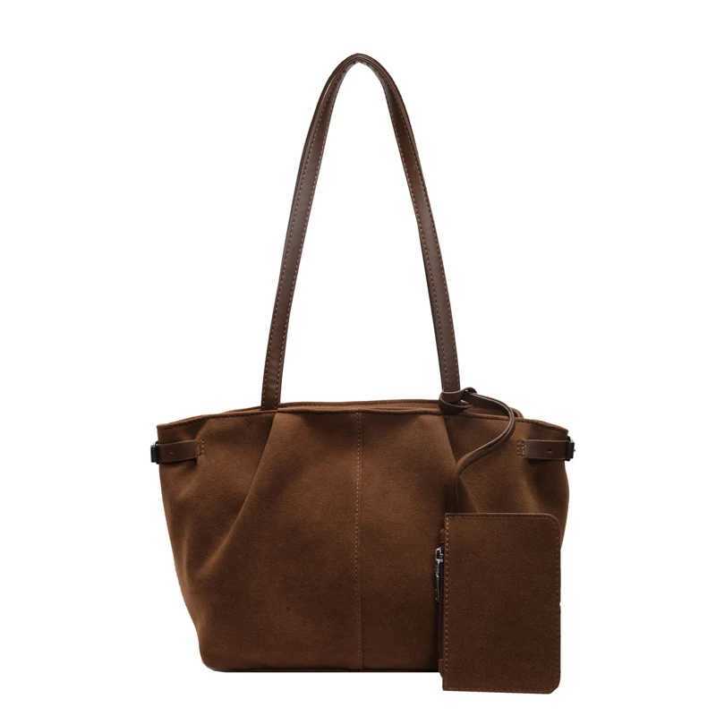 Wen Suede Shoder Bag with Inner Pocket Tote Bag with Zipper Handbag Solid Color for Work Travel Z250514