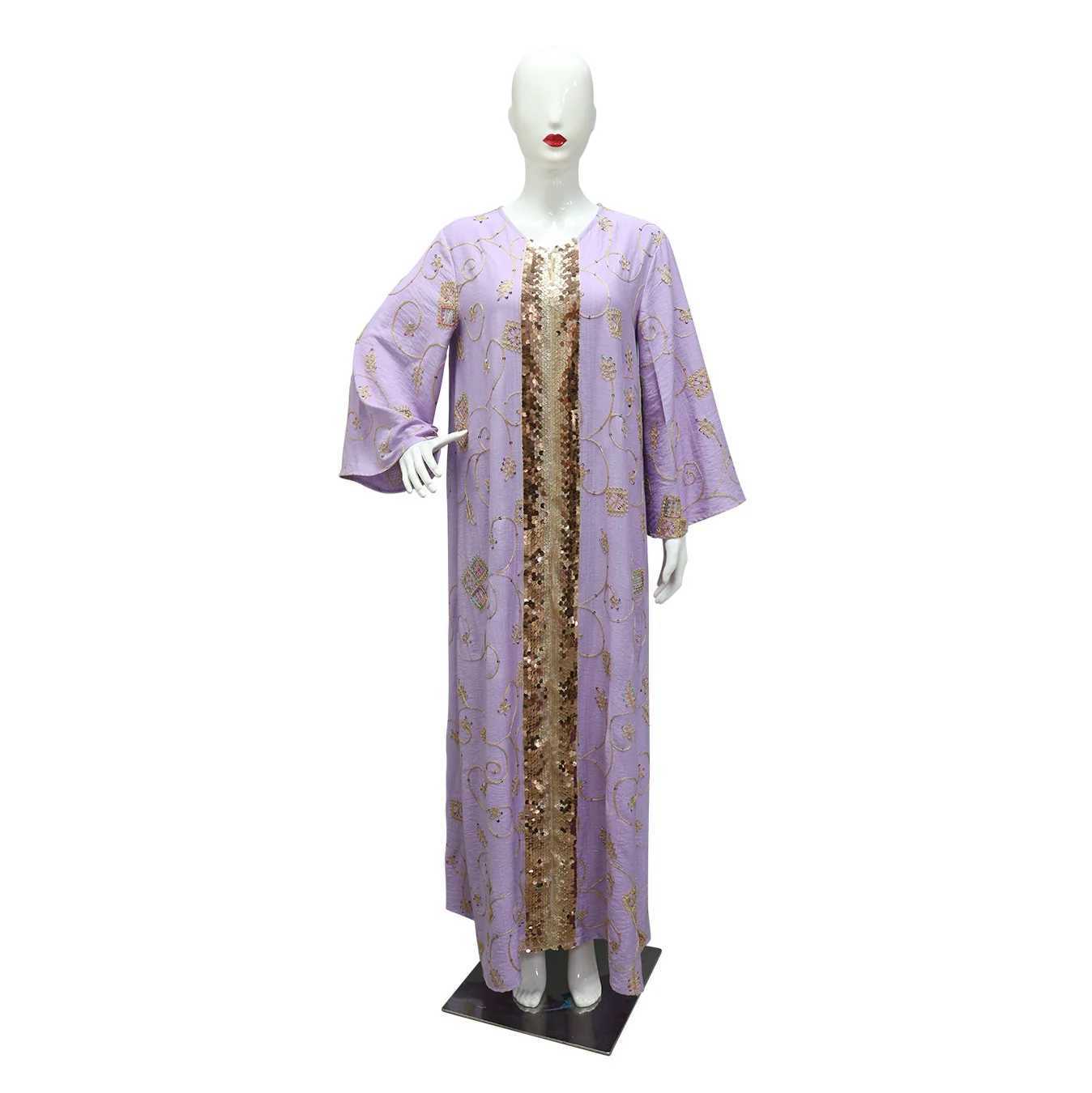 Fashion Sequin Abayas Maxi Evening Party Long Slve Turkey Dress Muslim Women Dubai Kaftan Islam Clothing Wedding Plus Size New X250514