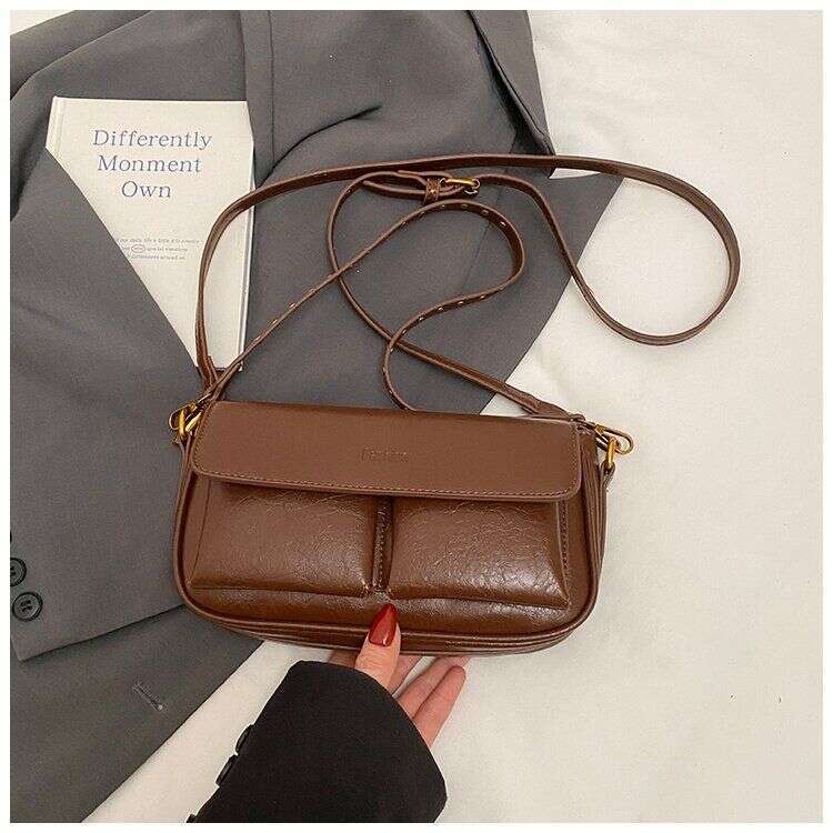 casual texture solid color commuting fashion underarm single shoulder rivet large capacity high-end feel bag