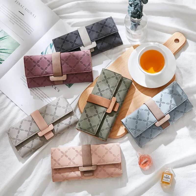 Female Fashion Long Wallet Quality Emed Leather Women Folded Design Money Bag Lady Coin Purse Credit Card Holders For Girls