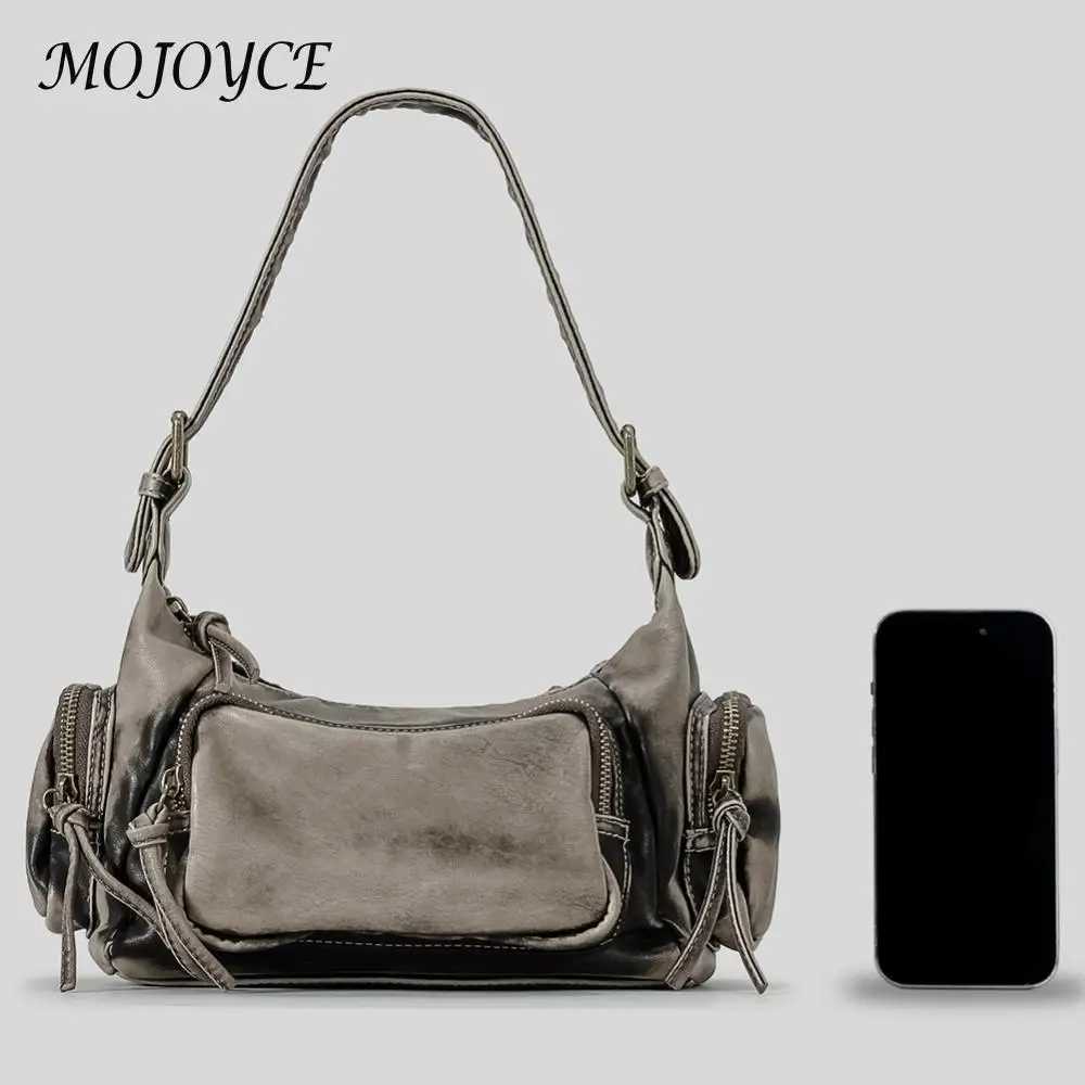 Wen Y2K Underarm Bag Solid Color PU Stylish Punk Armpit Bag Large Capacity Vintage Handbag Tree-pockets for Party Vai Z250514