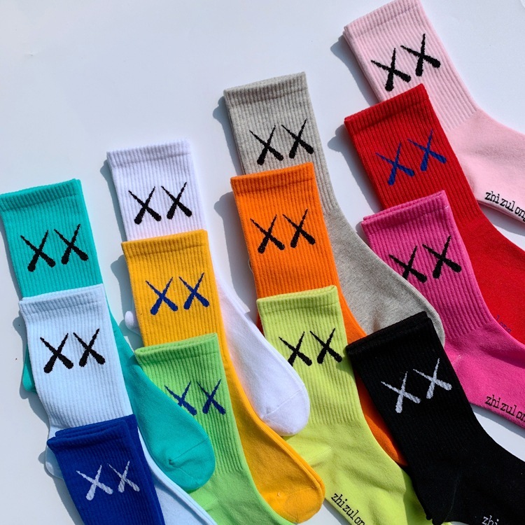 Designer Socks XX Ins Trendy Internet Red Cotton Men S And Women S Middle Color College Style Street Skateboarding Sports Long Socks Sports Socks