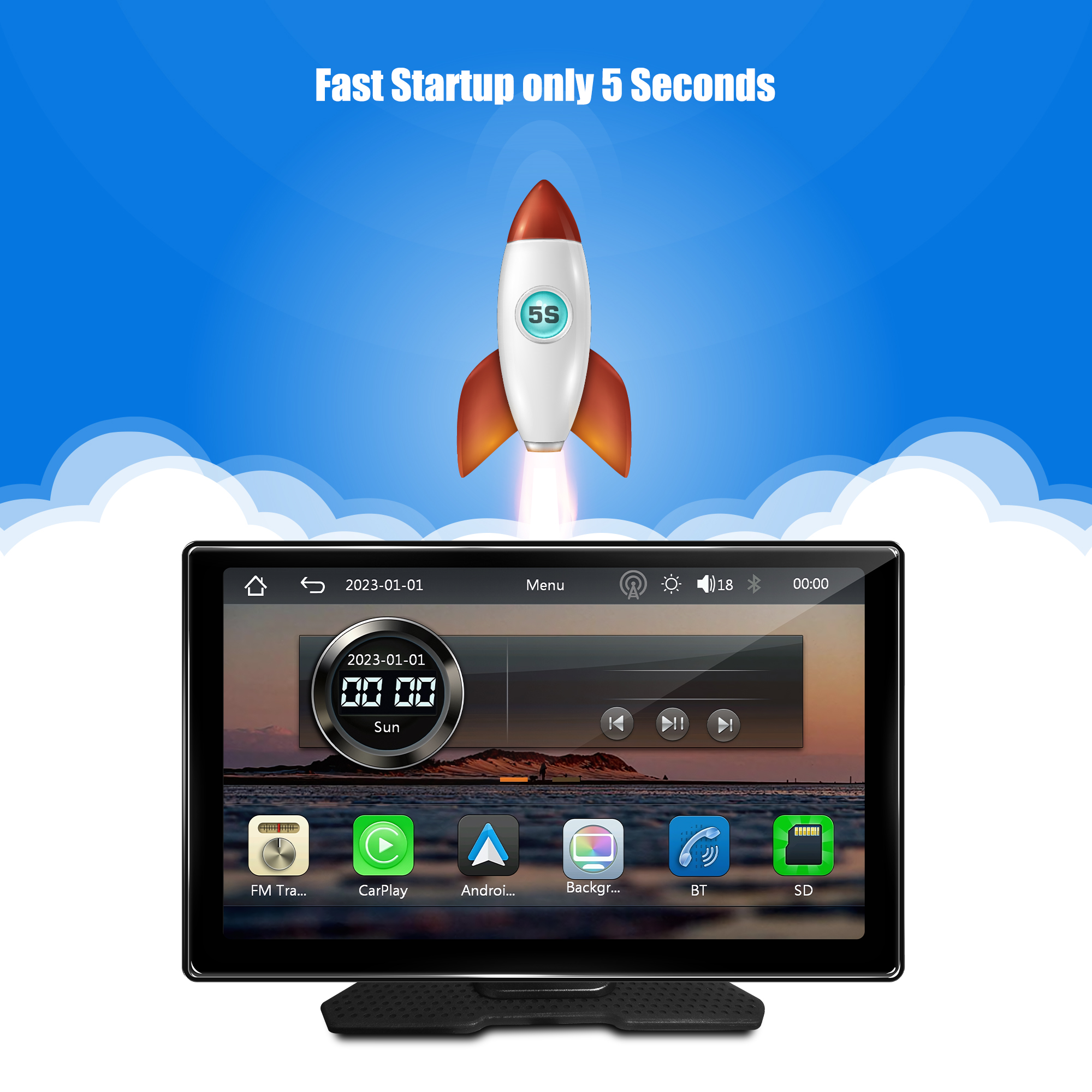 BY-CS91 9" In-Car Smart Display Wireless CarPlay/Android Auto Apple Screen Mirroring navigation multimedia car screen manufacturer supplier OEM