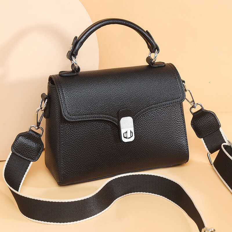 Tote Bag Top Layer Cowhide Fashionable Handbag Versatile Wide Strap Single Shoulder Tote Bag Light Luxury Texture Large Capacity Crossbody Bag KQ