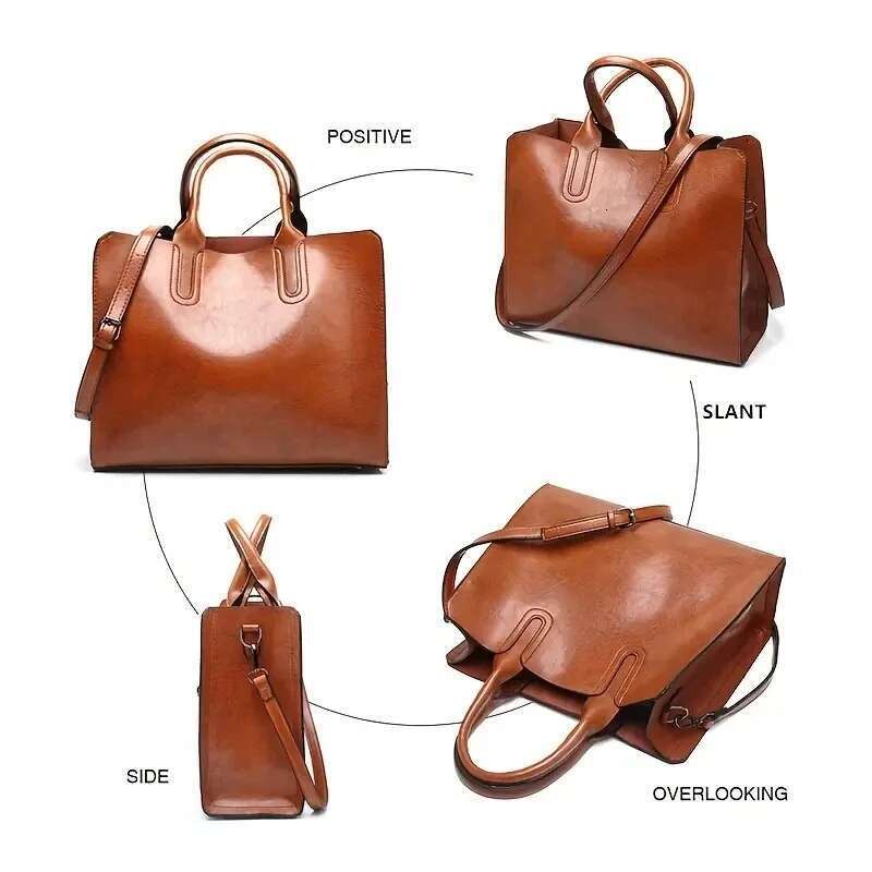 Women Handbags Tote Soft Pu Leather Retro Designer Large Capacity Casual Ladies Shoulder Crossbody Bag