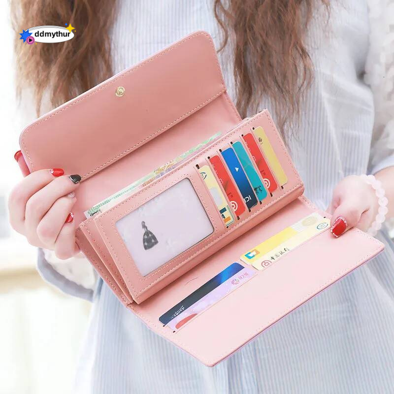 Women's PU Leather Long Wallet - Dia Pattern Clutch with Crown Buckle, Phone Bag & Card Holder, Fashion Ladies Purse ddmythur