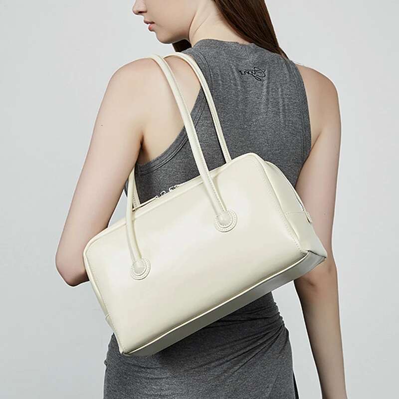 Hifashion Vintage Genuine Leather Bowling Tote Shoulder Bags For Women 2025 Designer Large Pillow Satchel Ladies Handbags