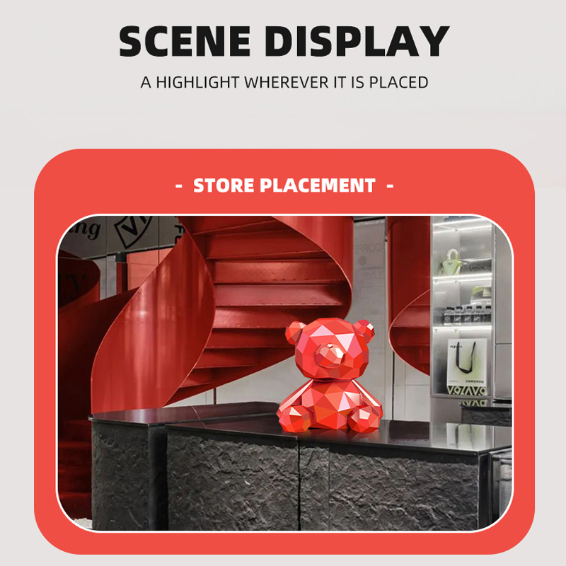 Red sitting geometric bear piggy bank