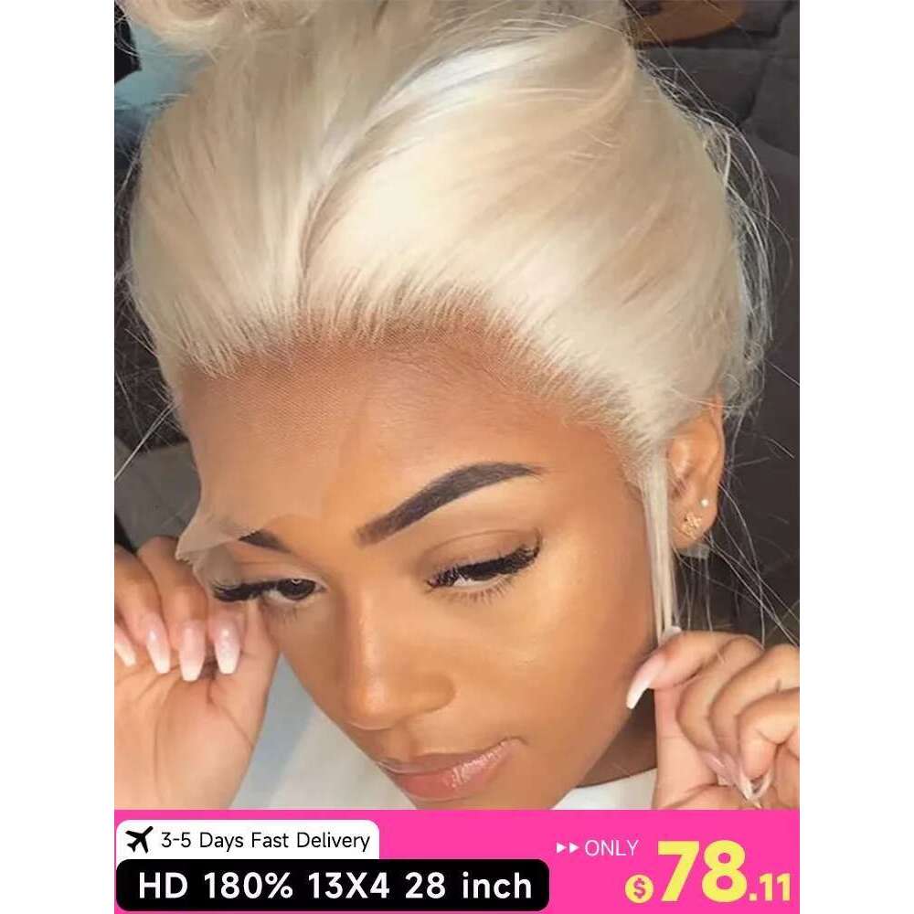 Hd Transparent 613 Blonde 13X4 13X6 360 Front Human Hair Pre Plucked Bone Straight Lace Frontal Wig 180 210 250 Density