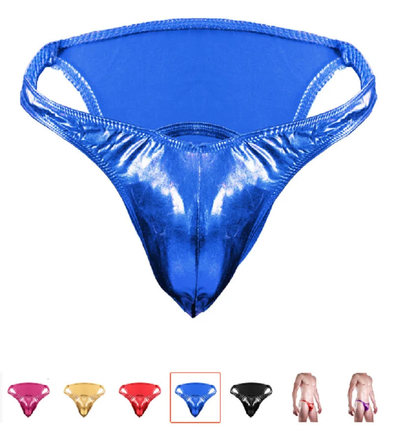 Sexy faux leather male panties three-dimensional cut bulges mens PU pant briefs thongs 250515