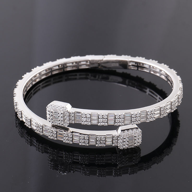 New Arrivals Fashion Men Jewelry 925 Silver Iced Out Hip Hop Jewelry DEF VVS1 Baguette Round Moissanite Diamond Bracelet Bangle Men or Women