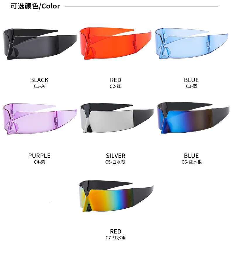 Rimless Futuristic Oversized Y2k Sports Sun Glasses For Rocker Festival Performer One-Pieces Cyber Punk Mask Sunglasses U400
