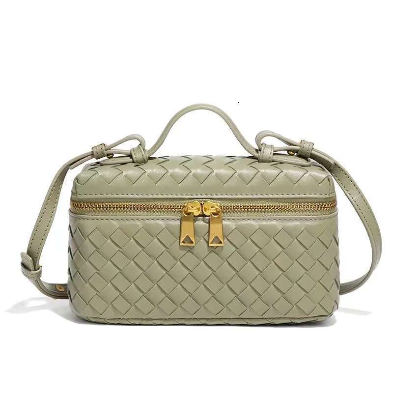 Box Woven Lunch Box Bag, Double-Sided Zipper Opening And Closing Handbag, Trendy Single Shoulder Small Square Bag