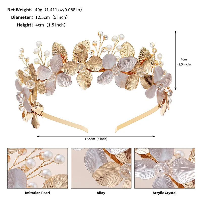 Alloy Flower And Leaf Hair Bands Handmade Bridal Head Bands Bride Wedding Prom Birthday Party Mori Headpieces 250509