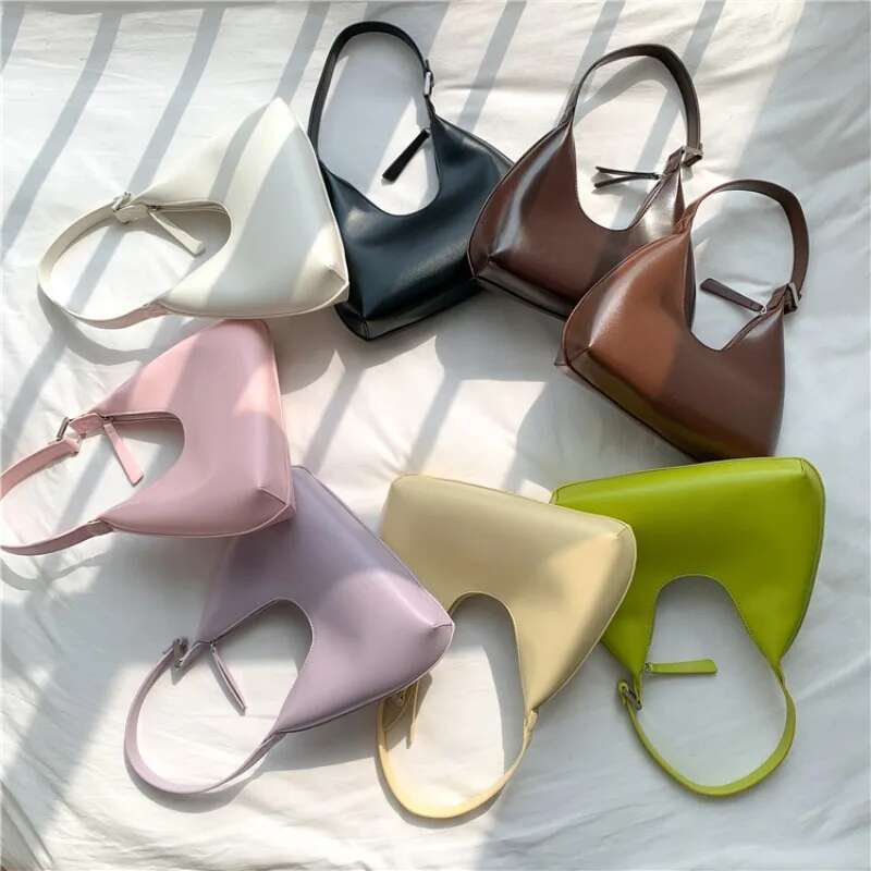 Ladies' Shoulder Girls' High-End Sense, Niche Underarm Bag, PU Leather, Cream Colored Small Handbag
