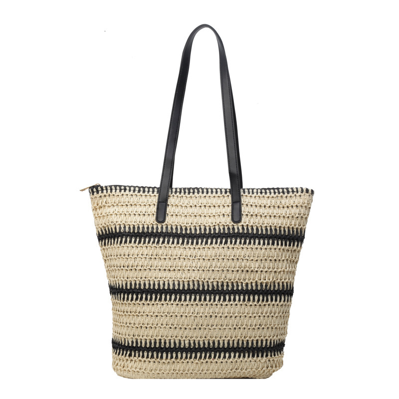 2025 Summer New Knitted Leisure Commuter Large Capacity Tote for Women's Niche Trend Fashion Color blocked Shoulder Bag