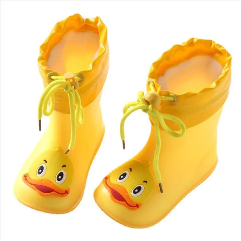Wide Round Toe Classic Children Rainboots Baby PVC Rubber Waterproof Kids Water Shoes Lovely Cartoon Rain Boots Platform 250515