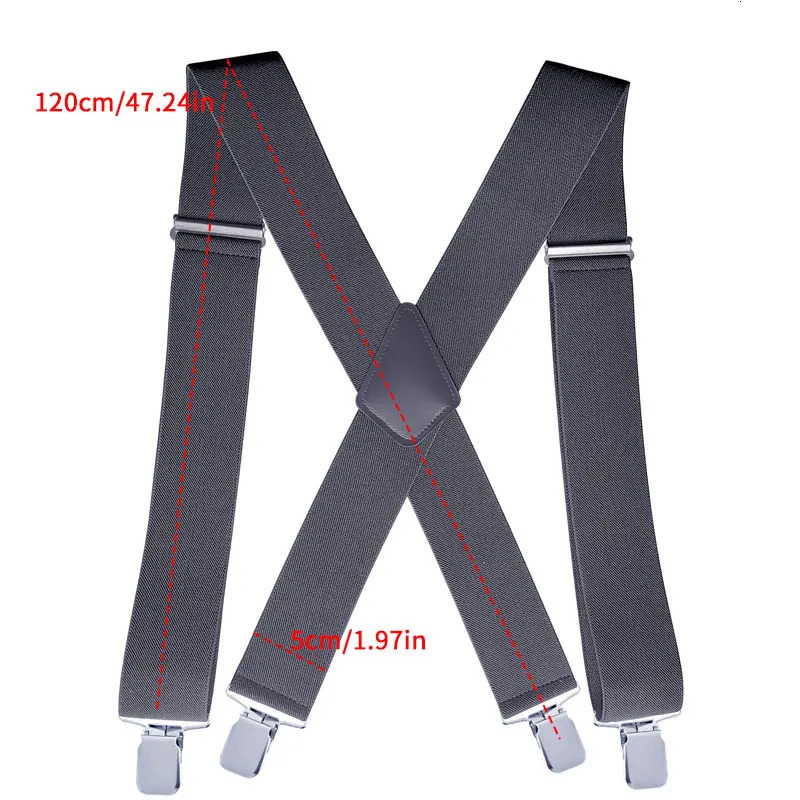 Mens Suspenders Wide X-Back Adjustable Solid Straight Heavy Duty Clip Suspenders for Work Jeans 250515
