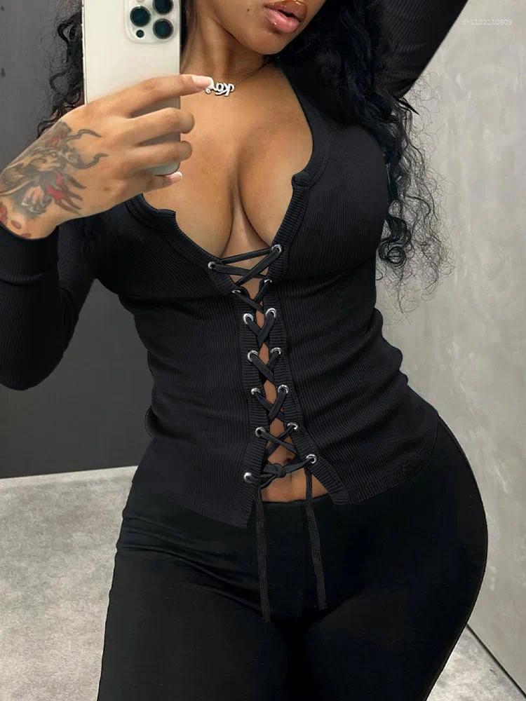 Shirt LW Womens Sexy Plus Size T-shirts 2025 Spring Long Sleeve Square Collar Fashion Bandage Bodycon Large Tees Tops Women