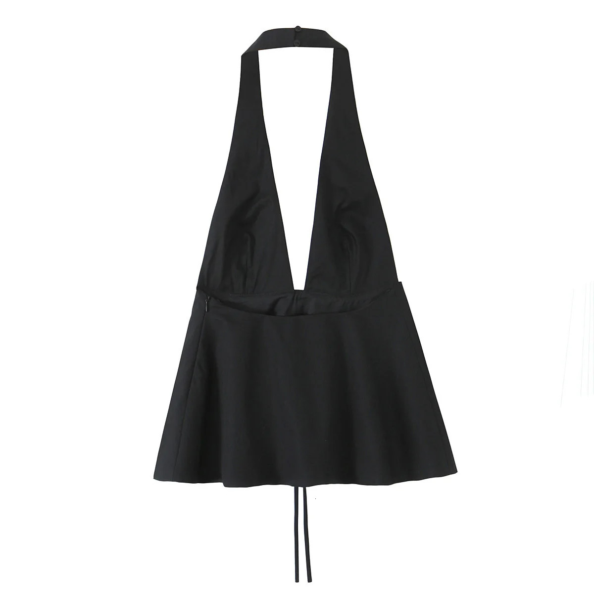 Zevity Women Chic Deep V Neck Bow n Sleeveless Halter Camis Tank Lady Summer Backless Slim Zipper Shirt Blouse Tops LS9165 250515