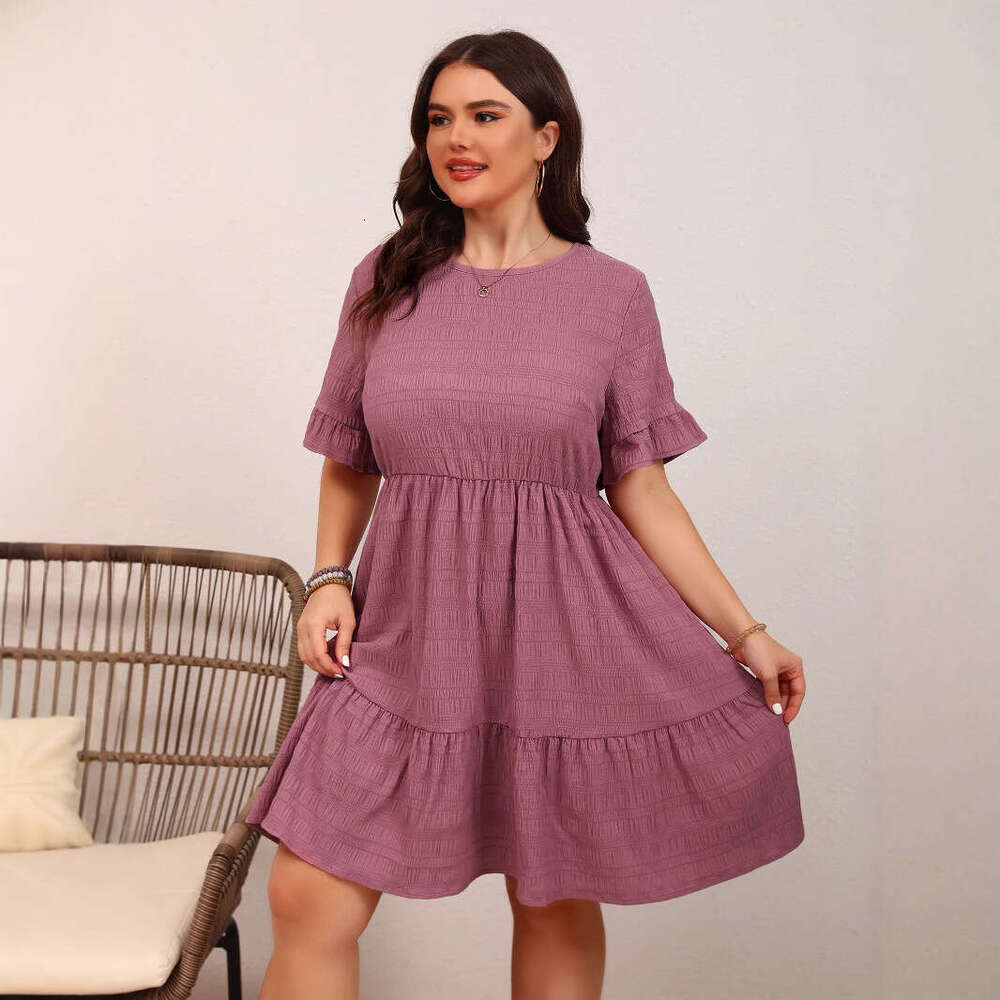 Plus Size Tender June Skirt Dresses for Woman Party Promdress Women Dress June Summer Dresses Black Dress Womens Loose Casual Short Sleeved Waist Flow