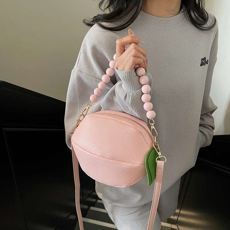 Cute Lemon Dopamine Style Women's Shoulder Fashion Personality PU Solid Color Crossbody Lightweight Fruit Bag