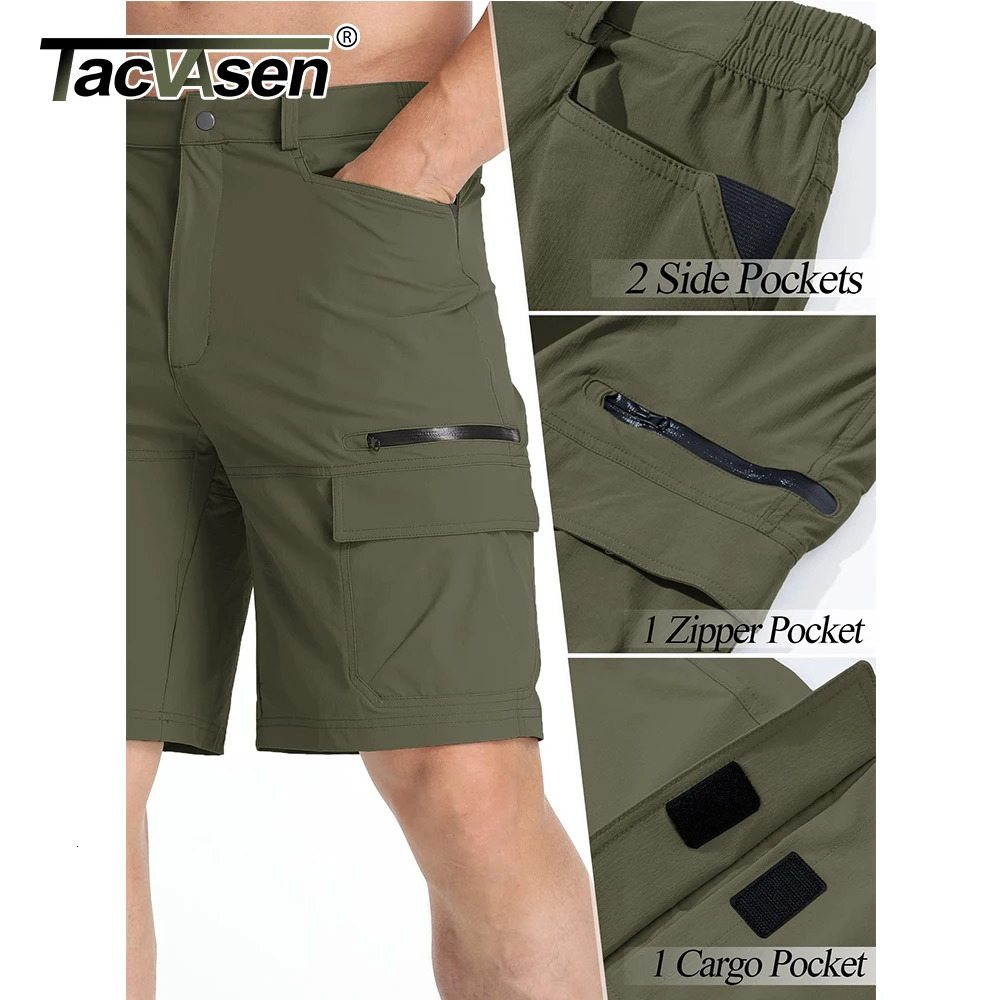TACVASEN Summer Quick Drying Nylon Work Shorts Mens Casual Hiking Cargo Lightweight Outdoor Fishing Short Pants 250515