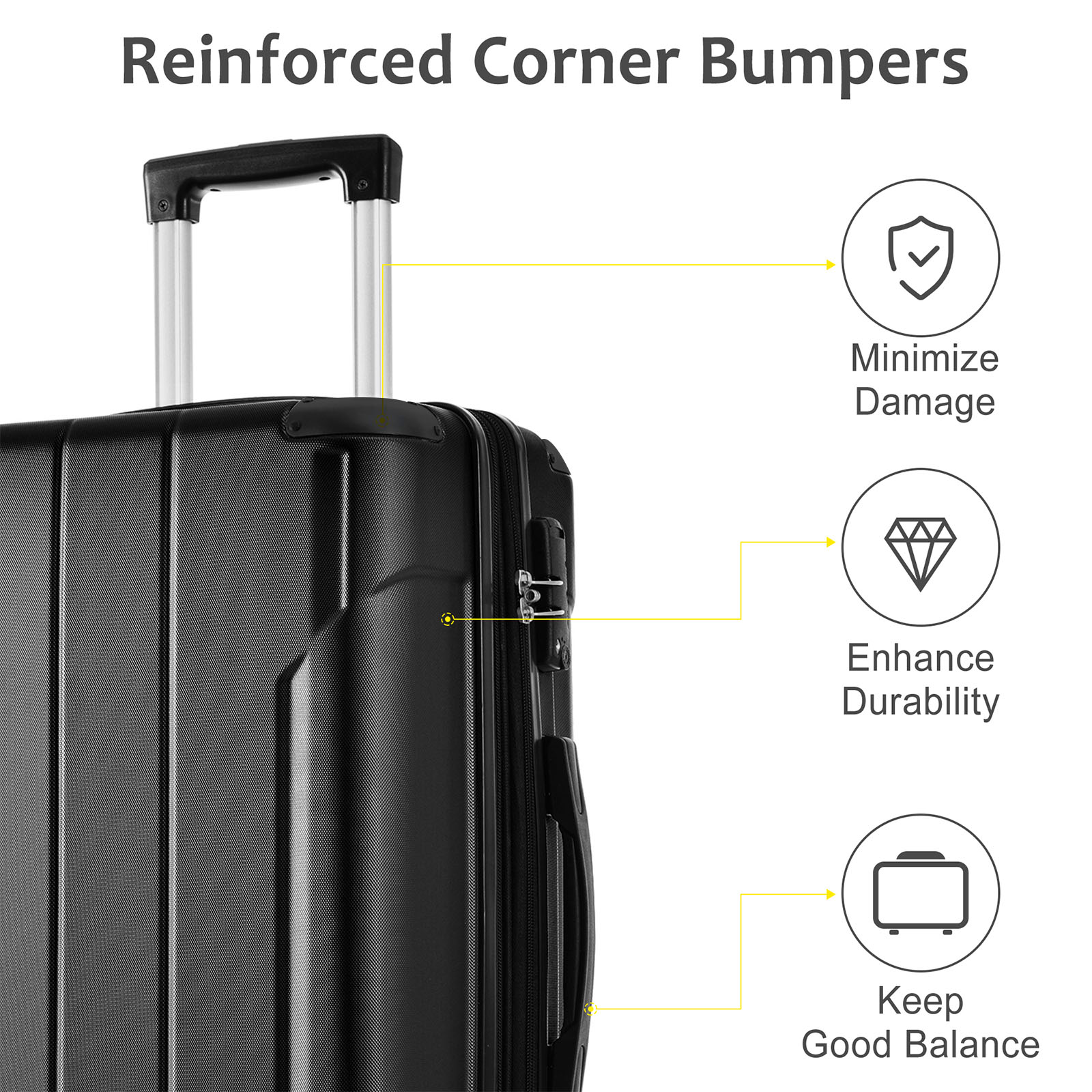 Luggage Sets 3 Piece, Expandable Hard shell ABS Suitcases with Double Spinner, Travel luggage Set with TSA Lock allows for wide luggage travel (20/24/