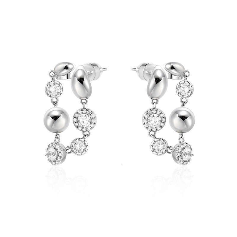 Boonee alus 2024 new two-piece earrings, light high-end round zircon versatile earrings
