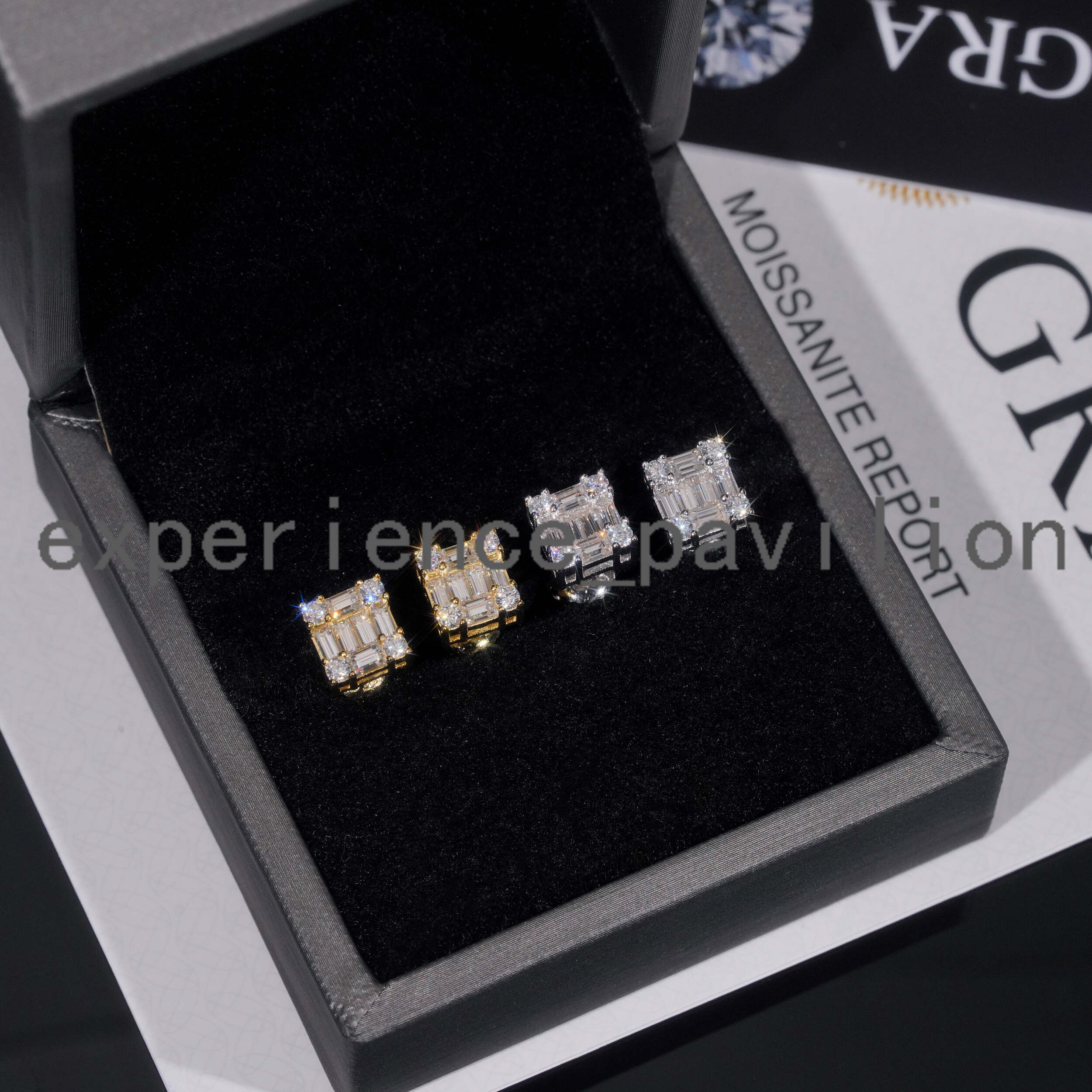 Iced Out baguette Cut Earrings Moissanite 925 Silver Stud Earrings Screw Back Pass Diamond Tester Fashion Stud Earring