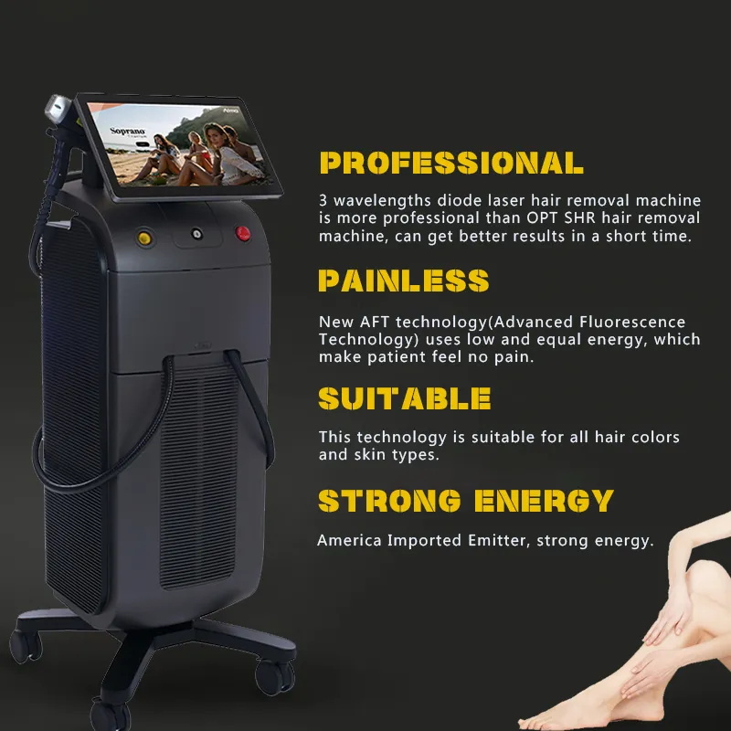 CE clearance755 808 1064nm diode laser hair removal machine ICE laser soprano laser Skin Tightening Beauty Equipment 1 years warranty logo customizati