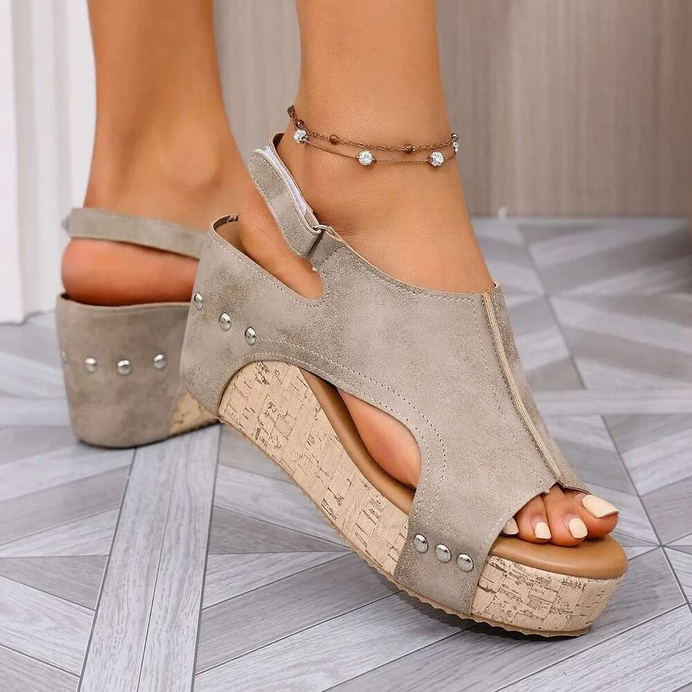 Roman Open Platform Sandals Summer Retro Peep Toe Wedges Casual Slippers Slides Women