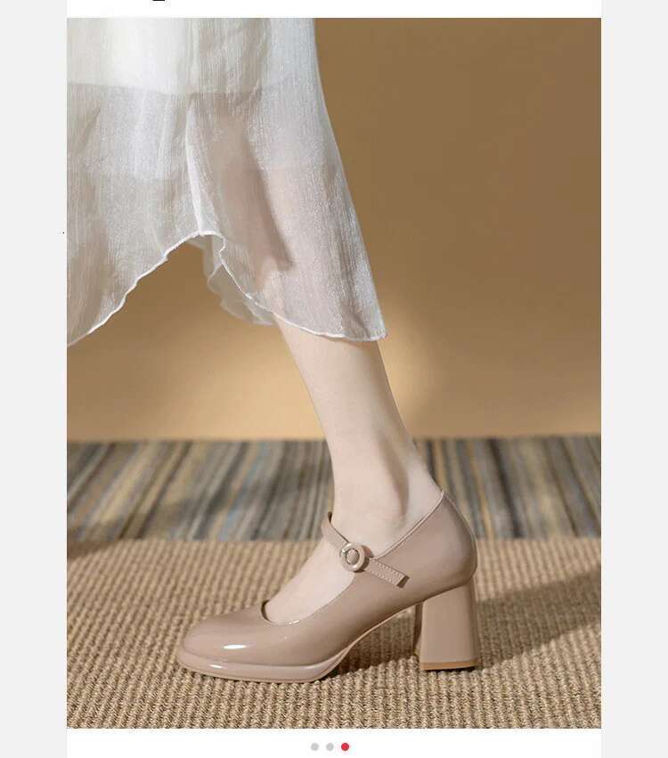 Mary Janes Vintage Sandals Woman Buckle Non-Slip Casual Medium Office Ladies Solid Elegant Heels 2025