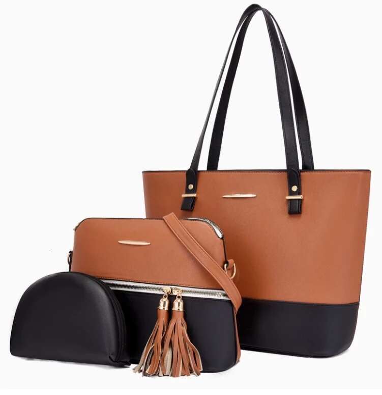 New Women's Fashion Trend Color Matching Mother And Child Bag Three-Piece Set