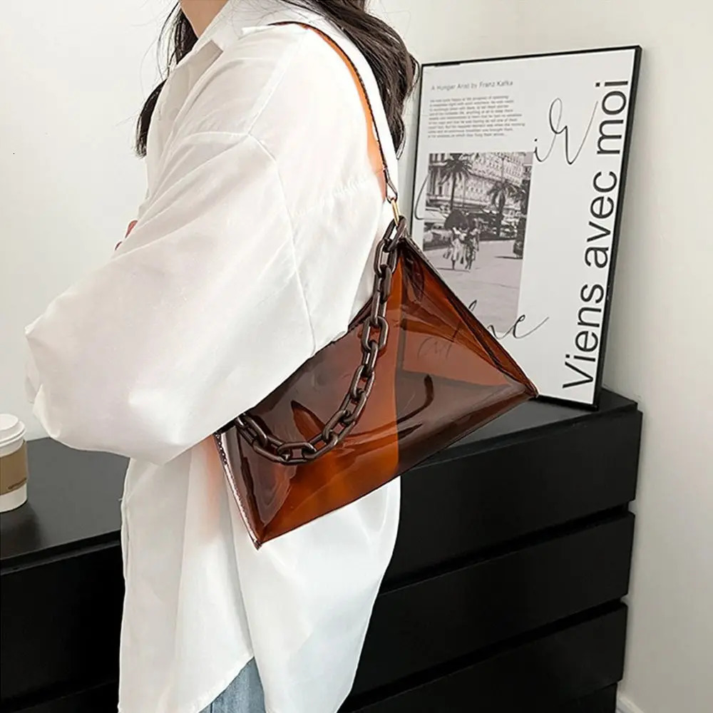 Fashion Ladies Jelly Bags PVC Clear Bag Underarm Bags Casual Women Summer Handbags Purse Cell Phone Shoulder Bag 250515