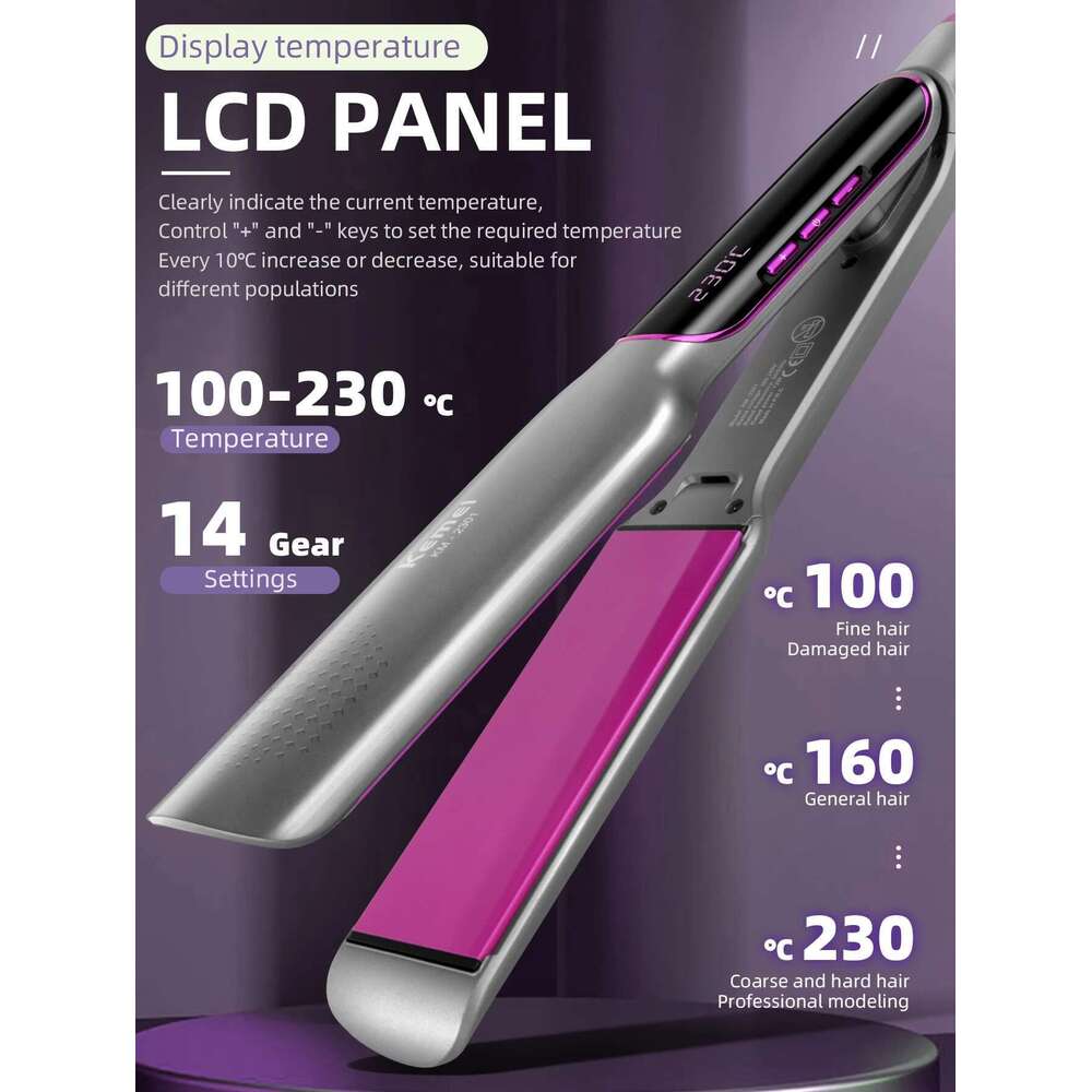 Professional Straightener with LCD Display Flat Negative Ion Infrared Straighting Iron Hair Care for Woman