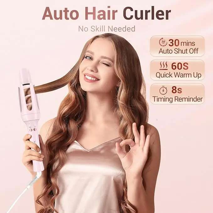 BESTOPE PRO Automatic Iron Curler, Replaceable Curling Wand with 2 Sizes Barrel (1", 1.25") & 3 Temps, Hair Waver